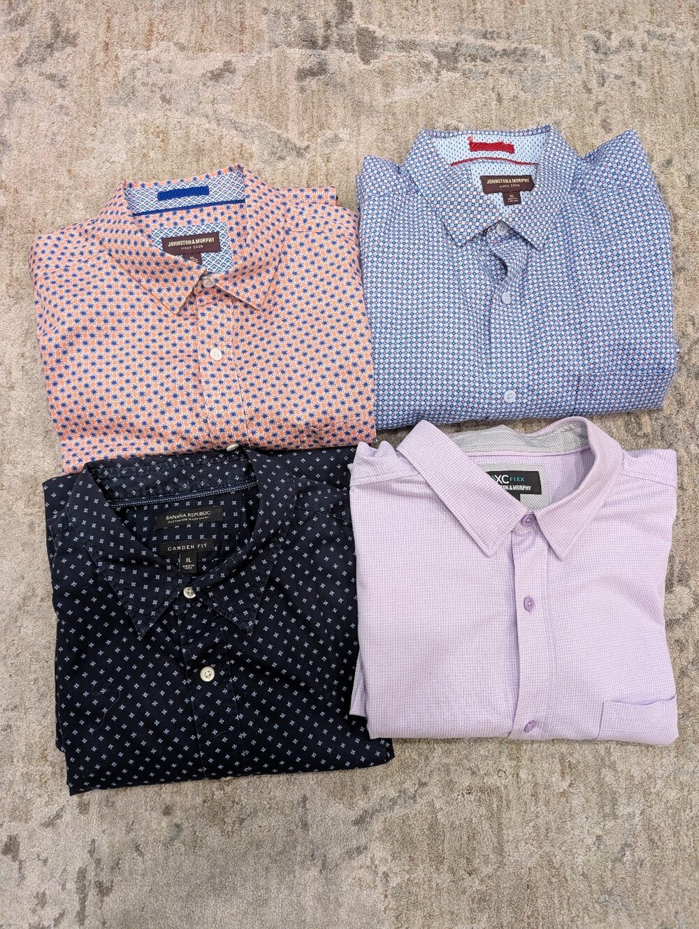 4 Mens Button Down Shirts - XL - Johnston & Murphy & Banana Republic - EUC